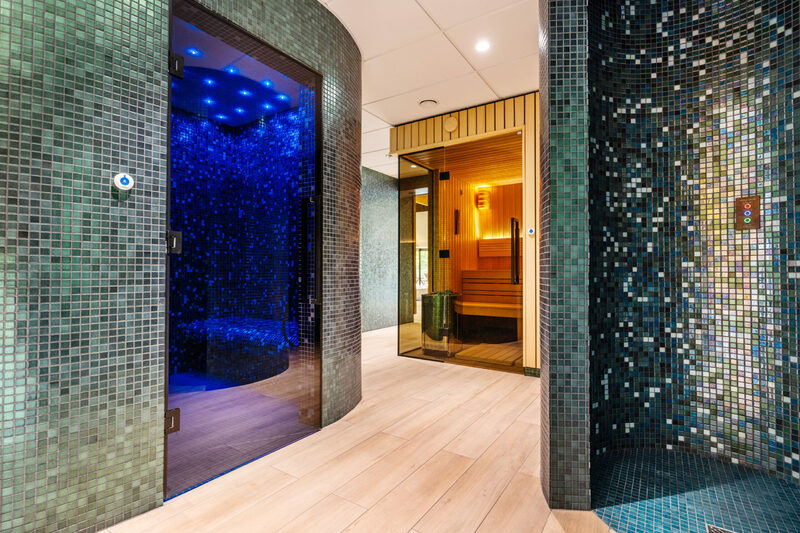 Sauna, sucha łaźnia parowa, prysznic z hydromasażem